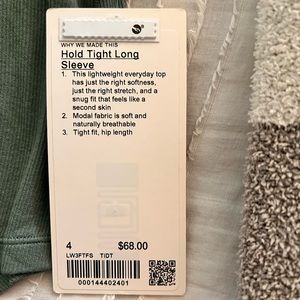 NWT Hold Tight Long Sleeve Lululemon